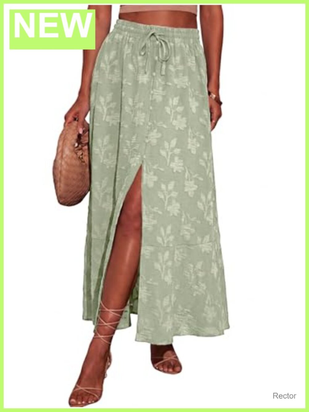 Simplee Women Flowy Boho Maxi Skirt 100% Polyester High Slit Beach